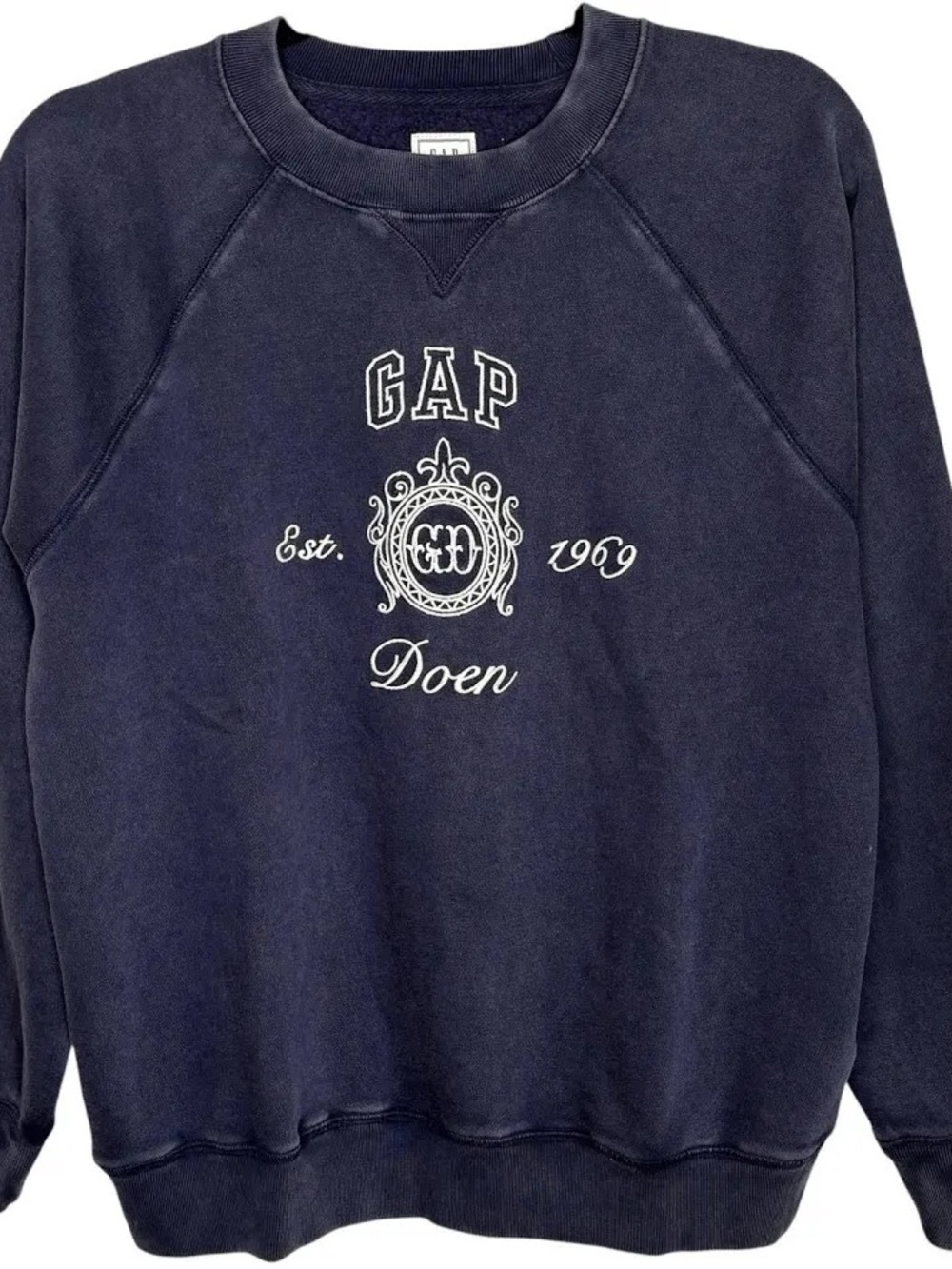Gap x Doen Women’s Crewneck Sweatshirt Distressed Navy XS New